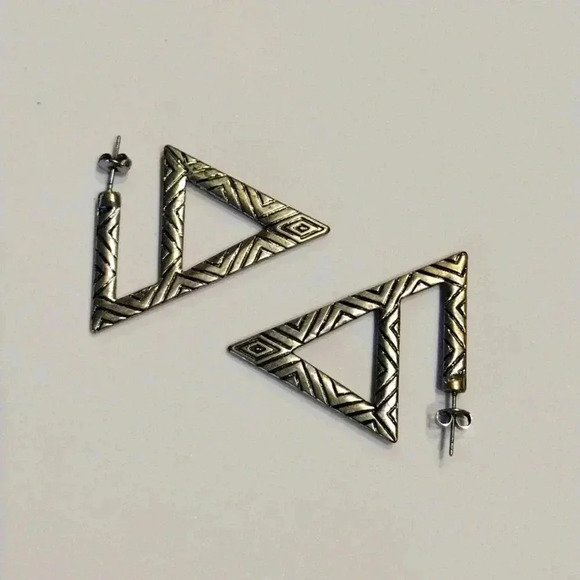 Vintage Silver Geometric Earrings - Picture 1 of 2
